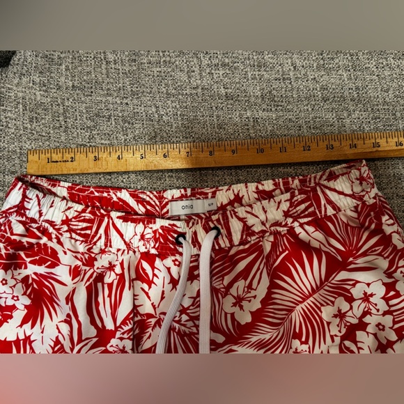 Onia Men’s Swim Trunks Elastic Waist Pockets Lined Coral White Drawstring Sz S - Picture 12 of 13